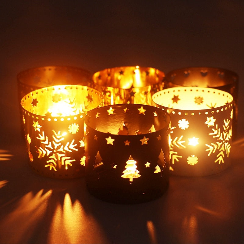Christmas Lron Hollow Candle Holder