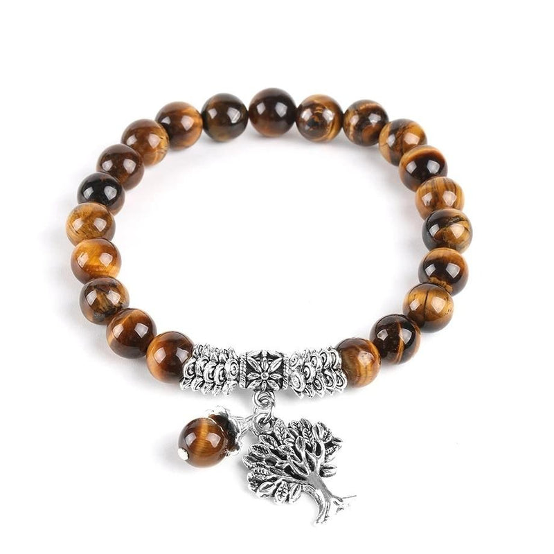 Natural Tiger Eye Gem Stone Reiki Healing Energy Mala Yoga Beads Bracelets