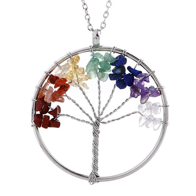 Natural Stone Tree of Life pendulum Pendant Necklace