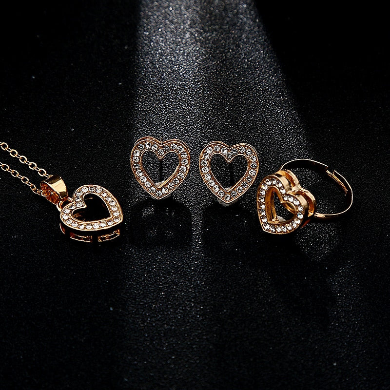 Anniversary Wedding Necklace Earrings Bangle Ring Set