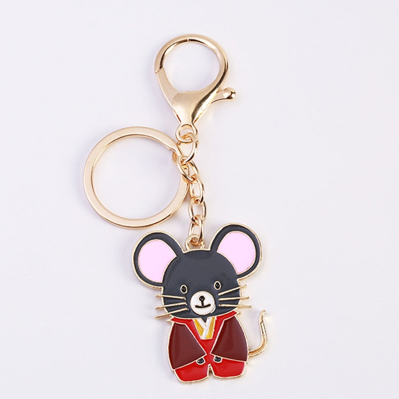 Cute Lucky 12 Zodiac Mouse Keychain