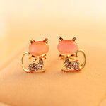 Luxury Gold Color Colorful Crystal Bow Stud Earrings