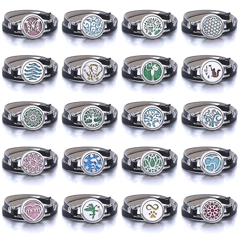 Oil Diffuser Locket Leather Bracelet