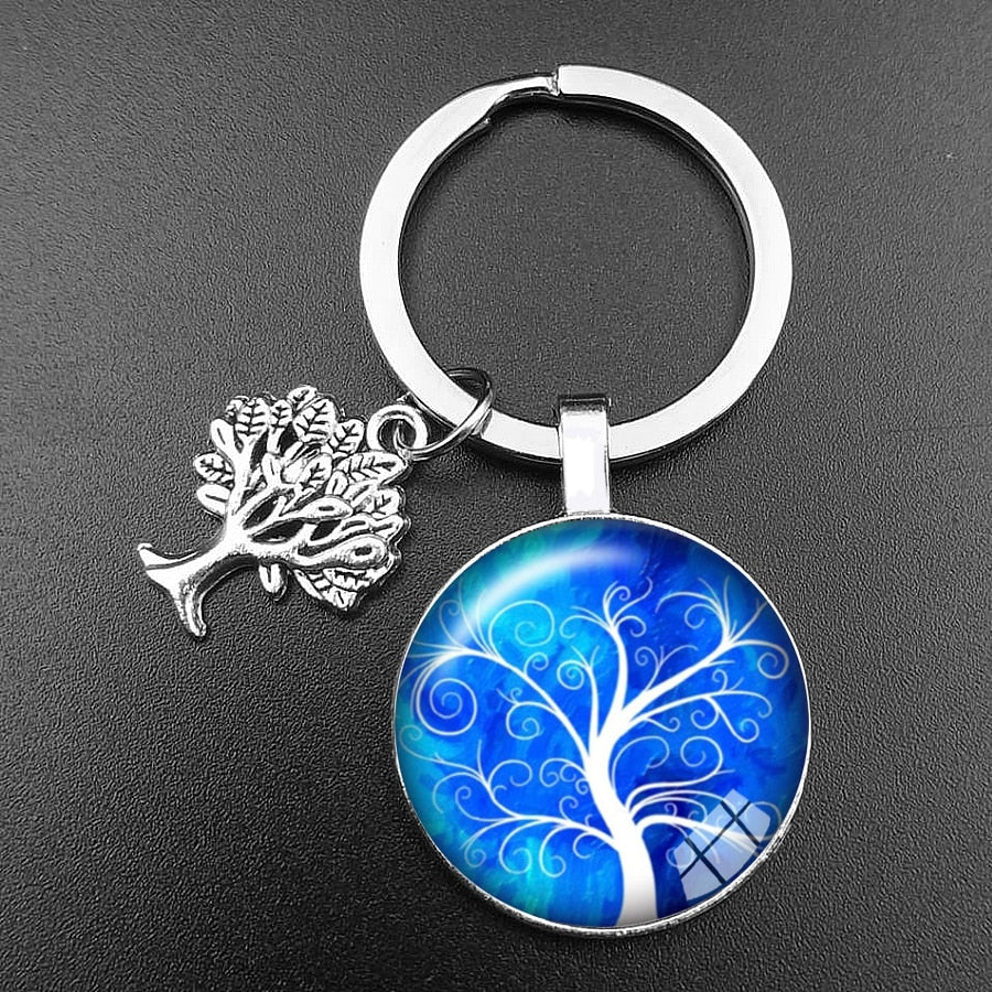 Crystal Glass Tree of Life Keychain