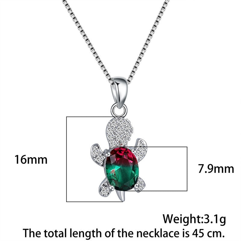 Rainbow Stone Cute Turtle Necklaces