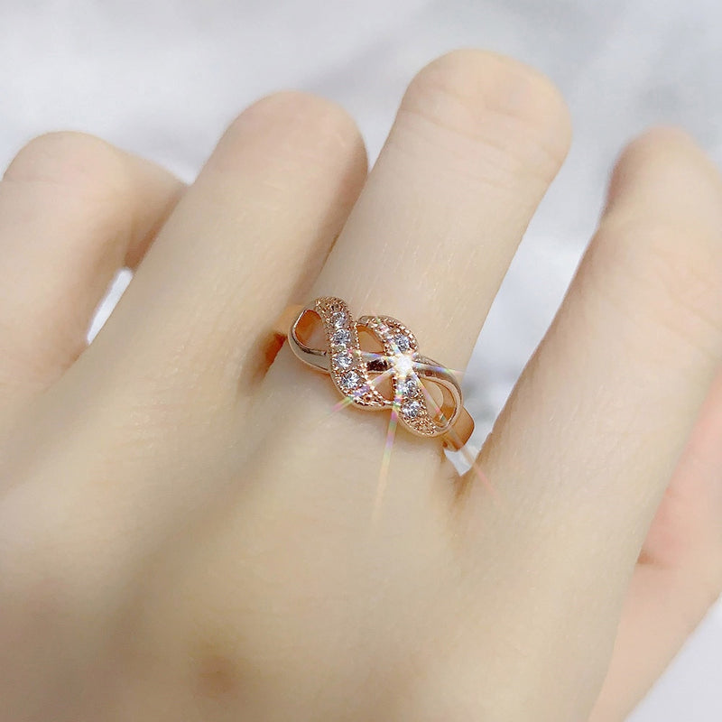 Wave Shape Rose Gold Color Wedding Finger Ring For Women