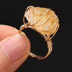 Wire Wrap Amethysts Quartzs Finger Ring