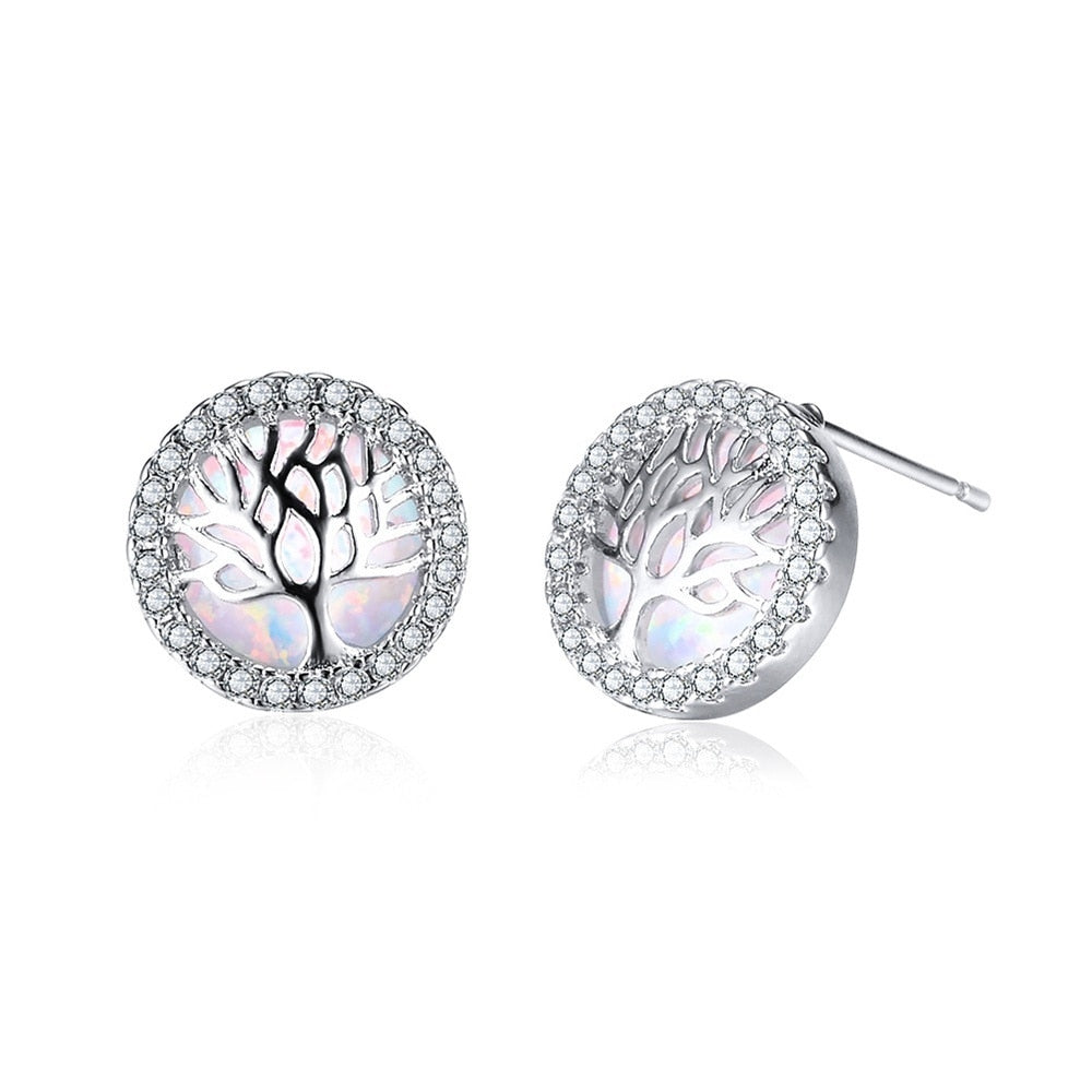 Tree Of Life Cubic Zirconia Stud Earrings