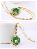 14K Gold Necklace Emerald Pendants