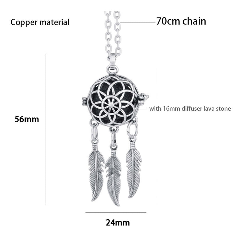Bohemian Ethnic Feather Yoga Alloy Stainless Steel Dreamcatcher Necklace