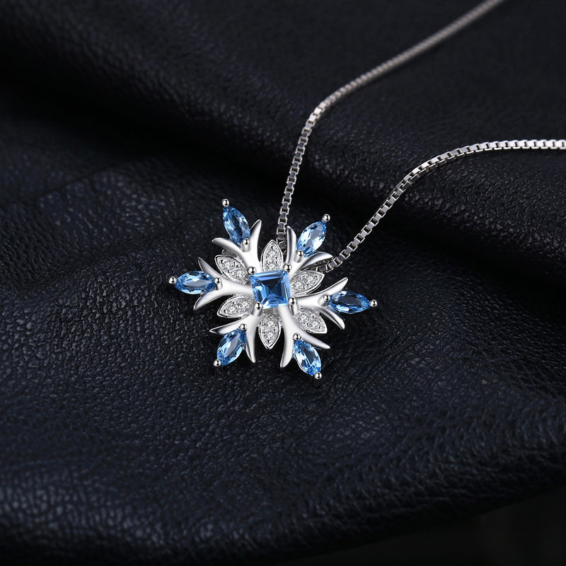 Snowflake Natural Topaz Pendant Necklace