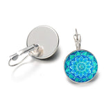 Blue Mandala Print Art Earring
