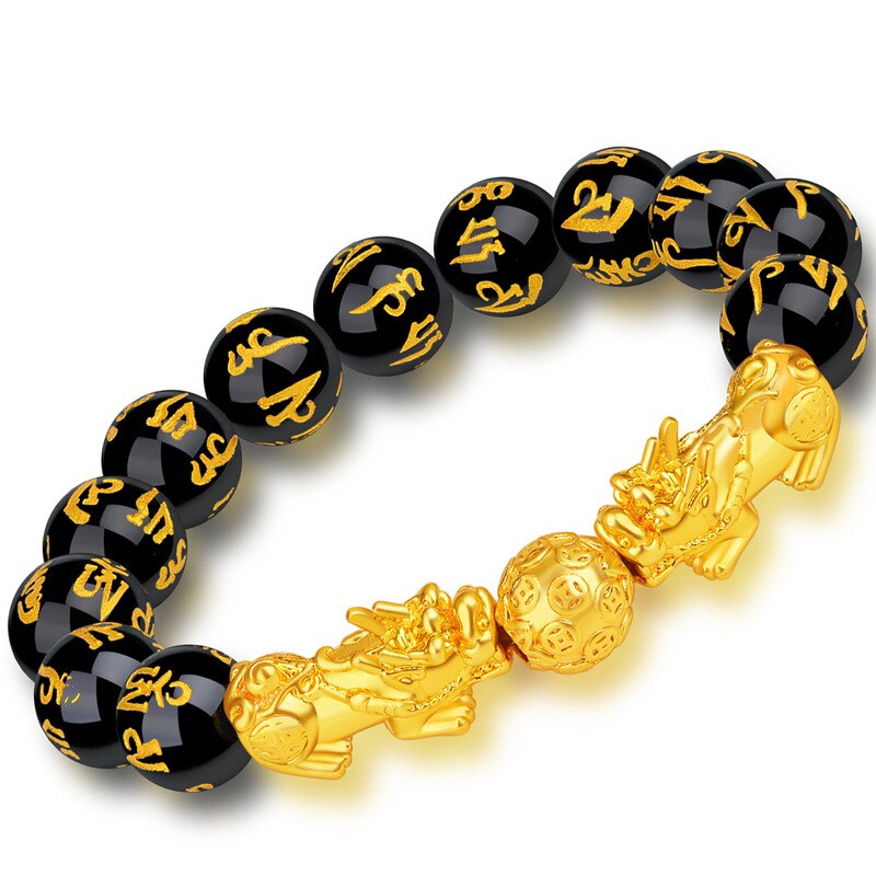 Feng Shui Obsidian Stone Beads Chakra Bracelet