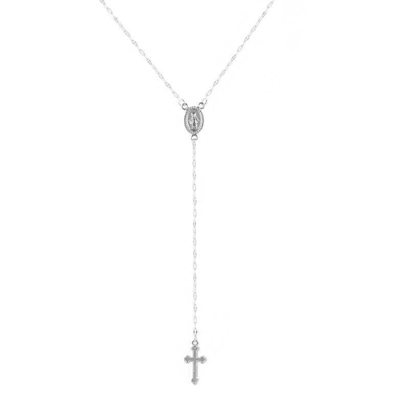Christian Cross Bohemia Religious Rosary Pendant Women  Necklace