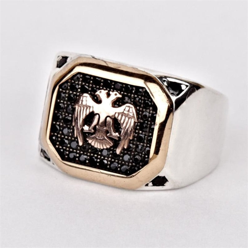 Fashion Men's Signet Ring Russian Empire Double Eagle Rings
