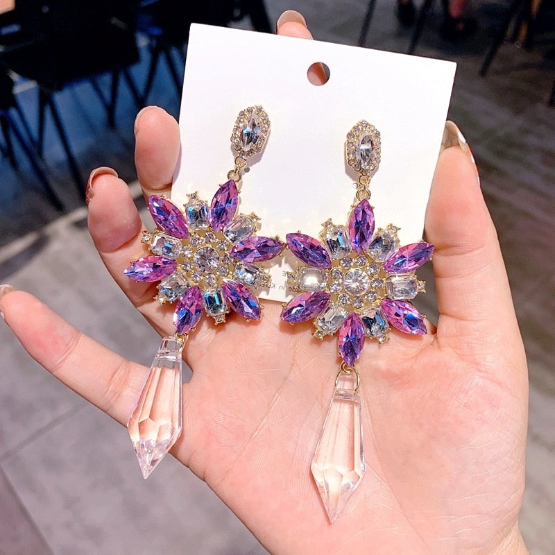 Baroque Style Retro Crystal Tassel Pendant Earrings