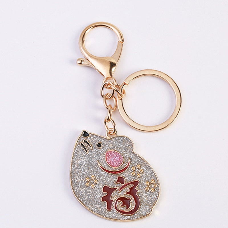 Cute Lucky 12 Zodiac Mouse Keychain