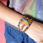 Seven Chakra Heart Stones Women Yoga Bracelets