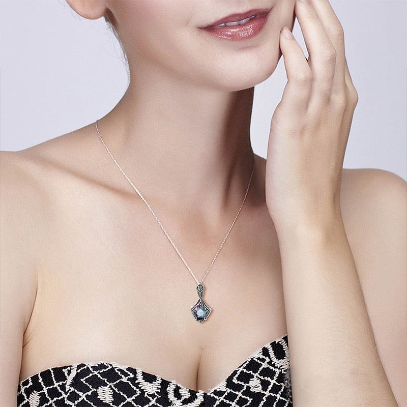925 Silver Pendant Vintage Gemstone Pendant Necklace