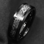 8mm  Dragon Pattern Black Fashion Men Rings