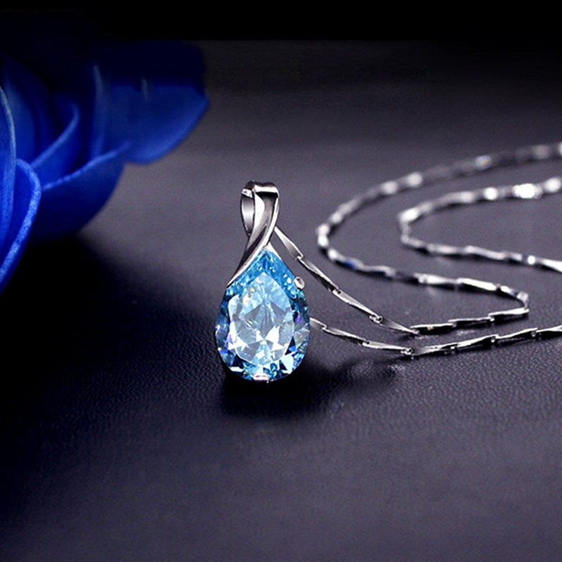 Aquamarine gemstones diamond pendant necklace