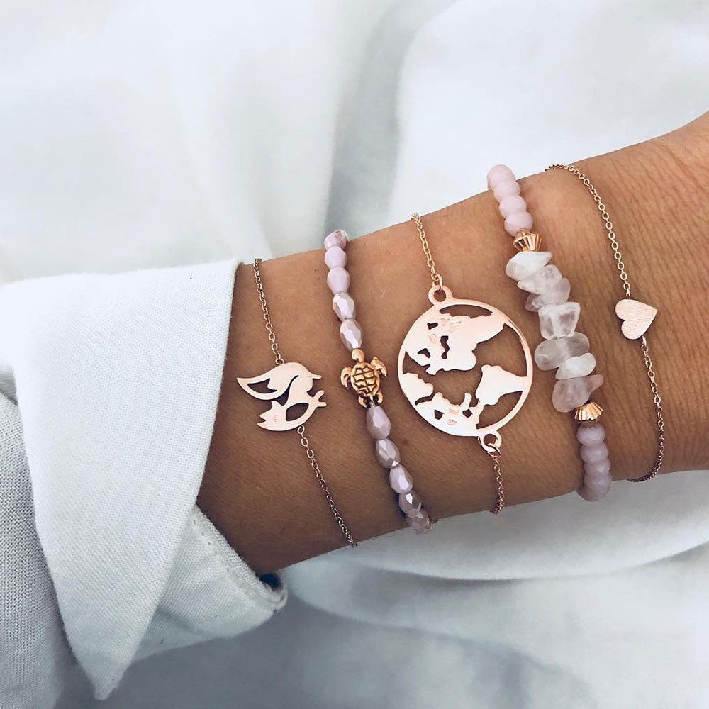 Bohemian Bracelets & Bangles Set Vintage Bead Boho Charm Bracelet