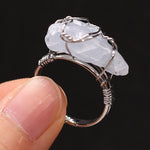 Wire Wrap Amethysts Quartzs Finger Ring