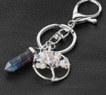 Natural Stone Fluorite Tree of Life Pendants Keychain