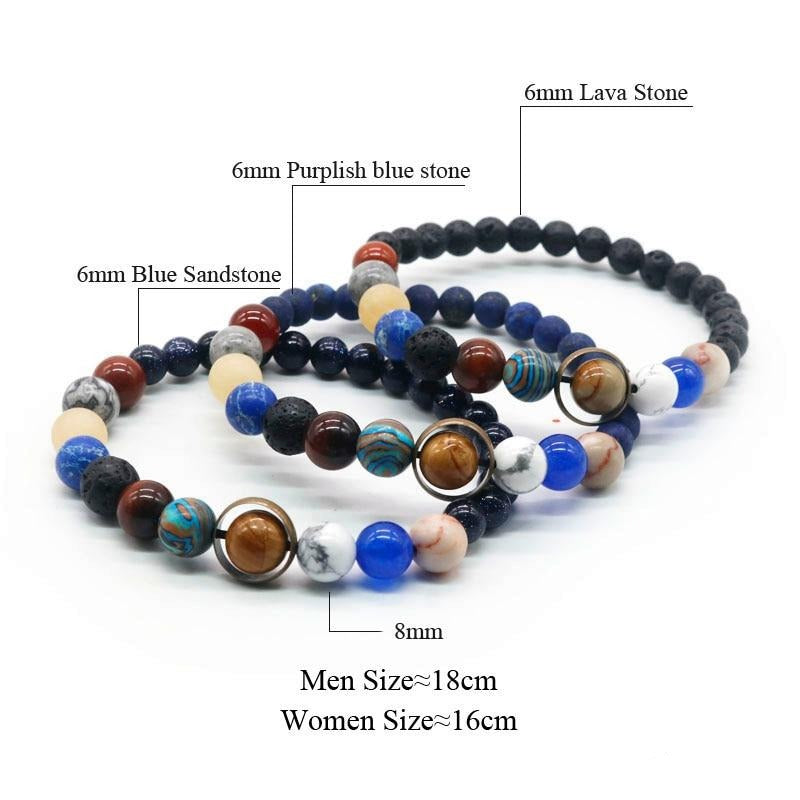 Universe Solar System Bracelet Natural Stone Eight Planets For Men And Women