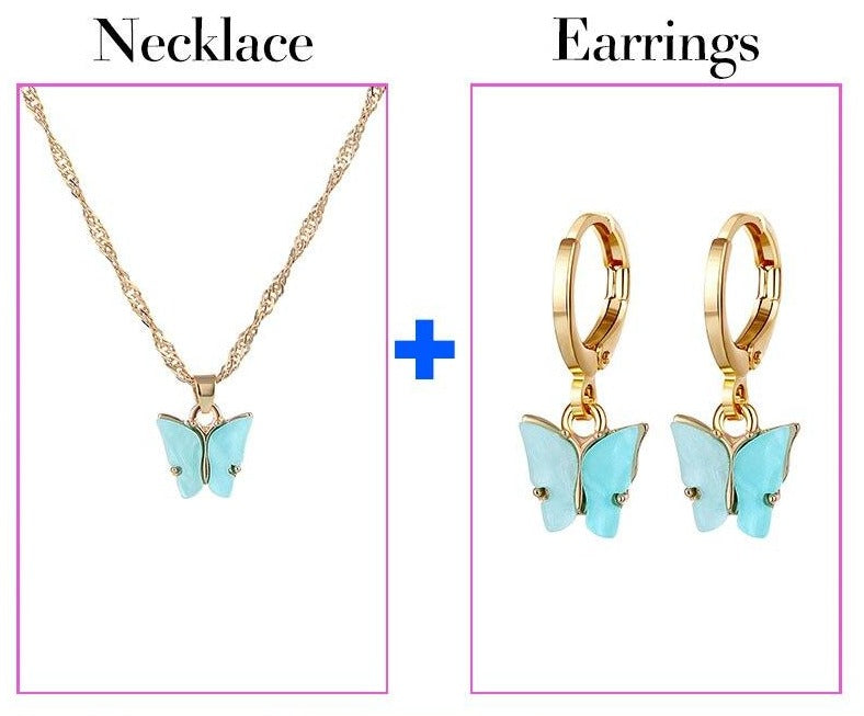 Fashion Crystal Jewelry Set Zircon Necklace Earrings Set