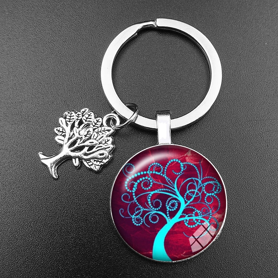 Crystal Glass Tree of Life Keychain
