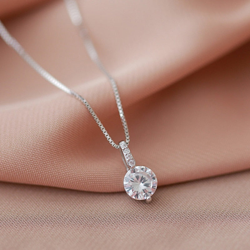 925 Sterling Silver Geometric Drop Necklace Clavicle Chain