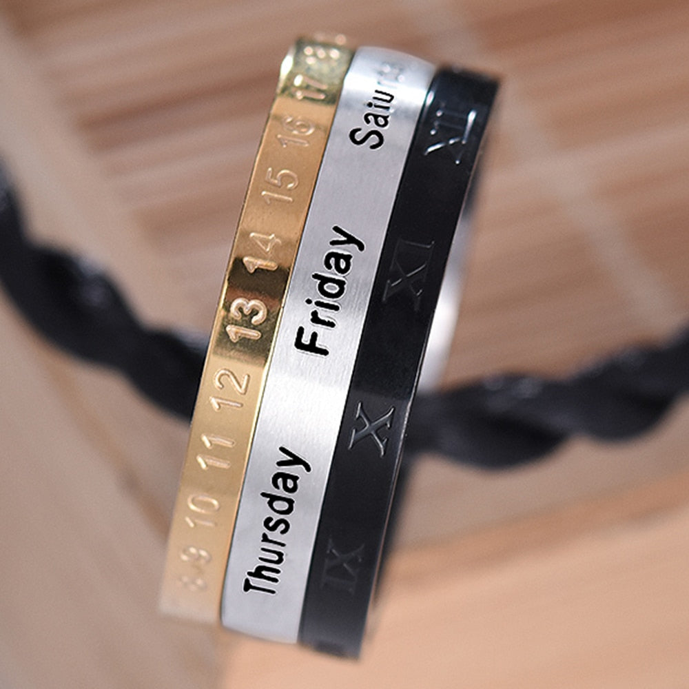 Men's Roman Numerals Date Calendar Time Ring