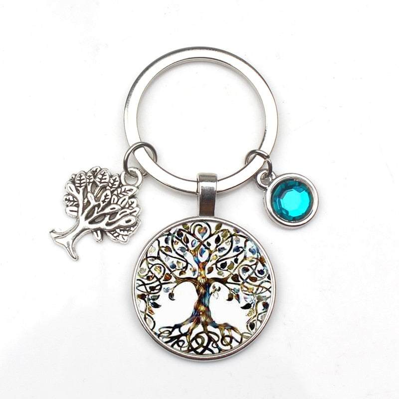 Crystal Stone Tree of Life Statement Keychain