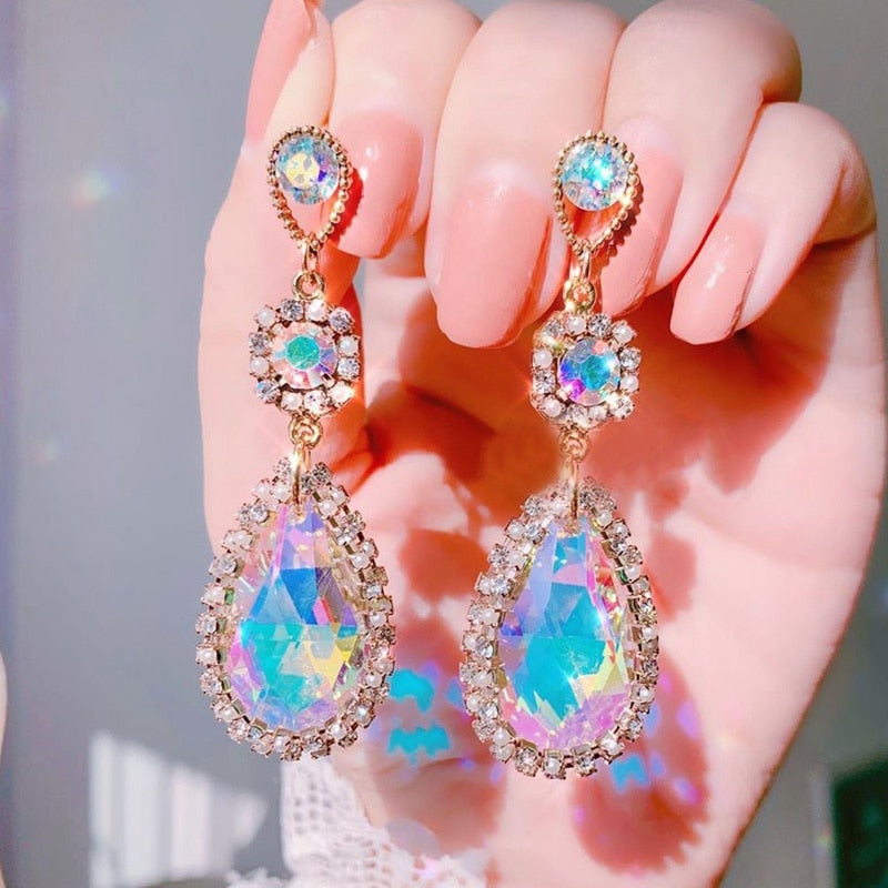 Waterdrop Crystal Temperament Dangle Earrings