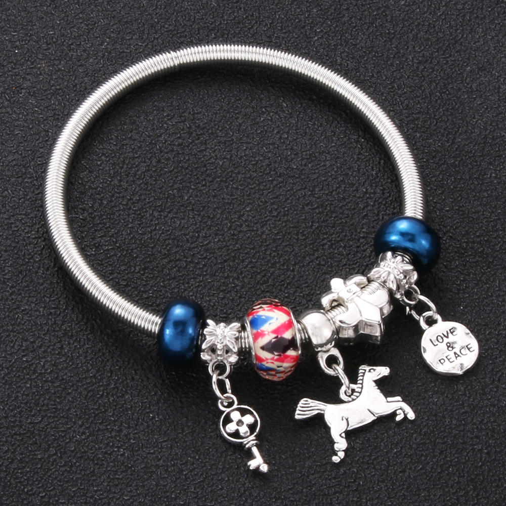 Antique Original Crown key lock Shape 6 colors Charm Bracelets