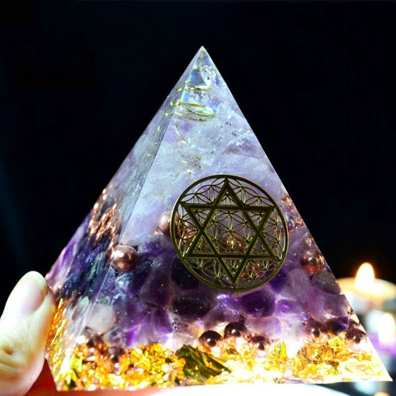 Pyramid Amethyst Sahasrara Chakra Jeremiel Natural White Crystal To Improve Mood Resin Pyramid