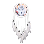 Wolf Printed Dream Catcher Net Feather Bead Dreamcatcher Hanging Ornament decor