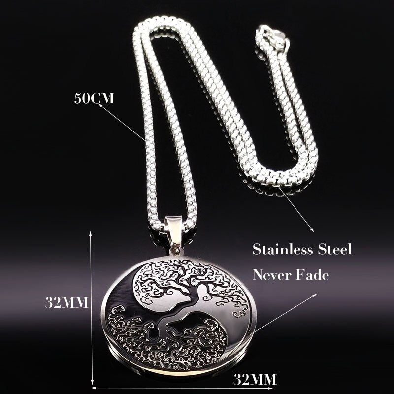 Tree of Life Enamel Stainless Steel Chain Necklaces