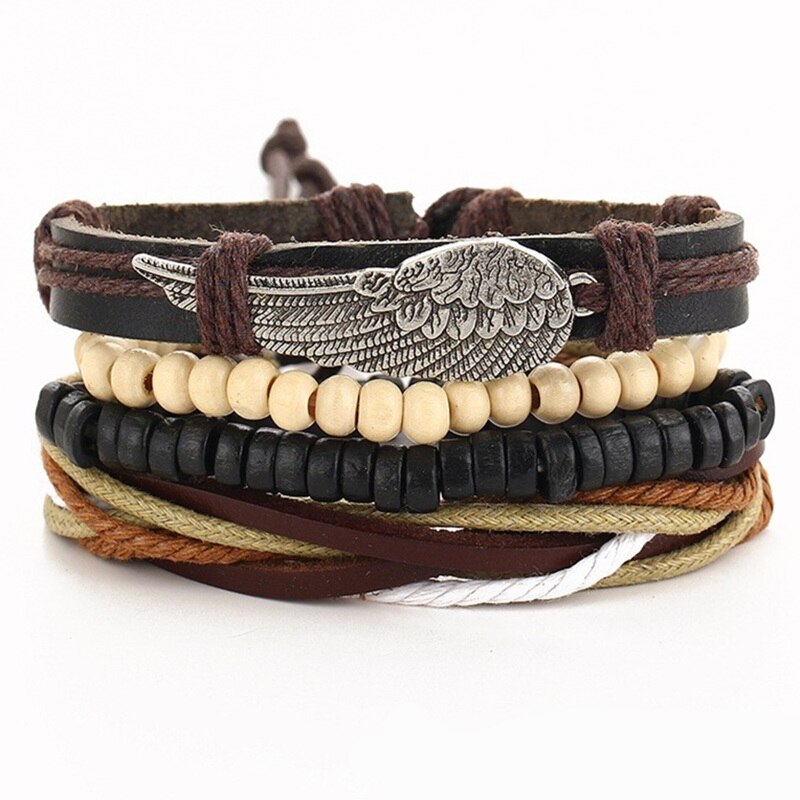 Leaf Feather Multilayer Leather Bracelet