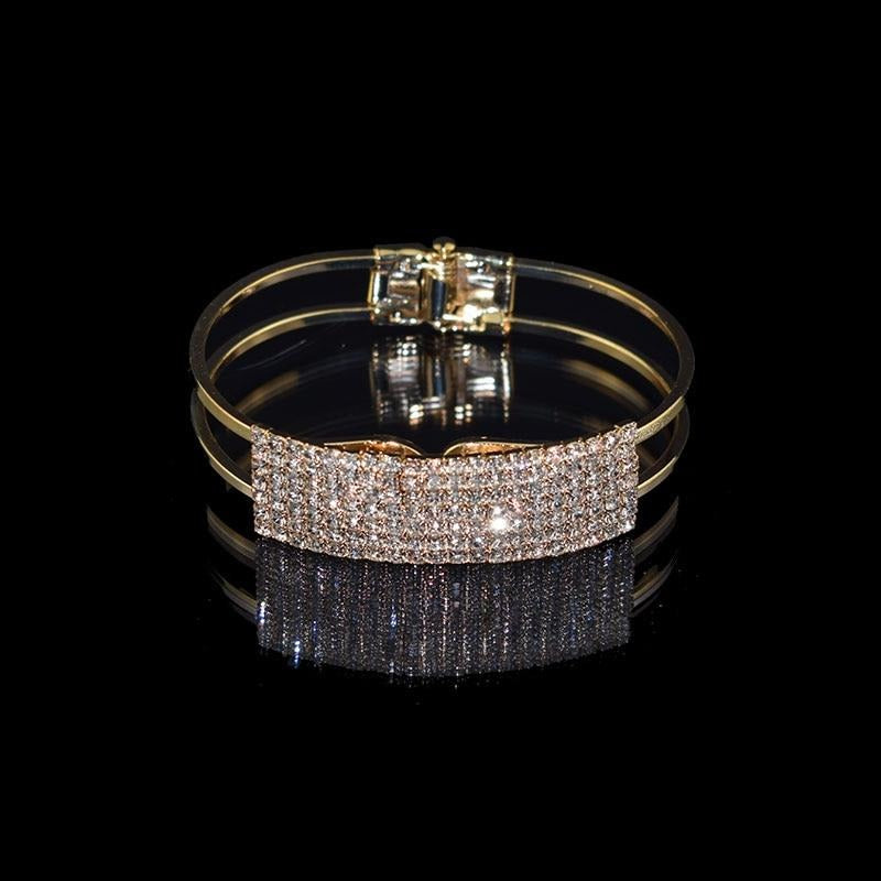 Crystal Cuff Bracelets for Women Gold Silver Plated Bracelet 