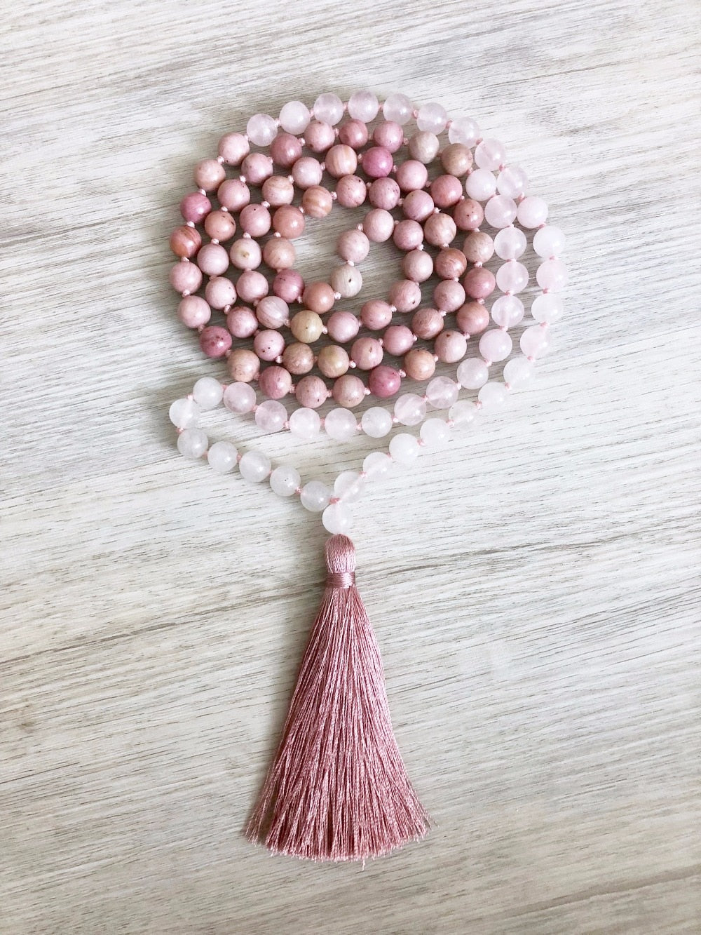 Rose Quartz Necklace 108 Mala Beads Necklace