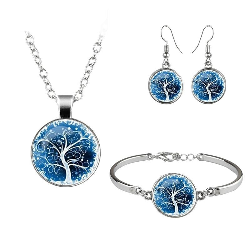 Dome Necklace Bracelet Earrings For Women