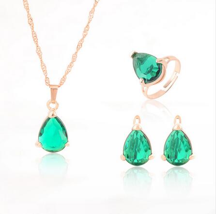 bridal gold color necklace earrings Ring