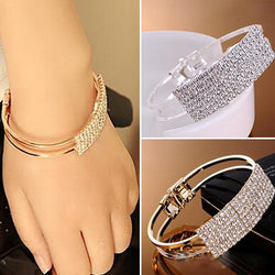 Crystal Cuff Bracelets for Women Gold Silver Plated Bracelet 