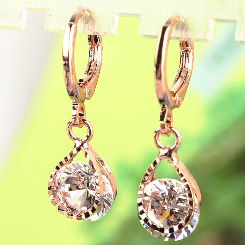 Drop CZ Crystal Earrings
