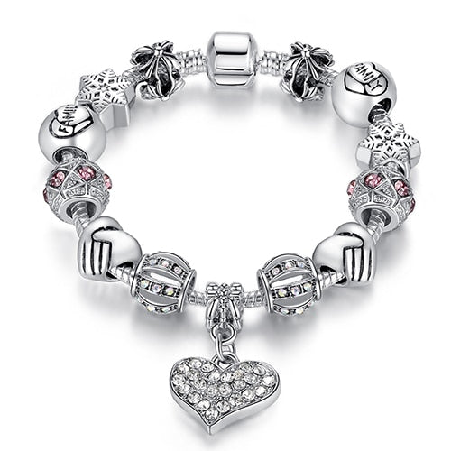 Luxury Brand Women Bracelet Silver Color Crystal Charm Bracelet for Women