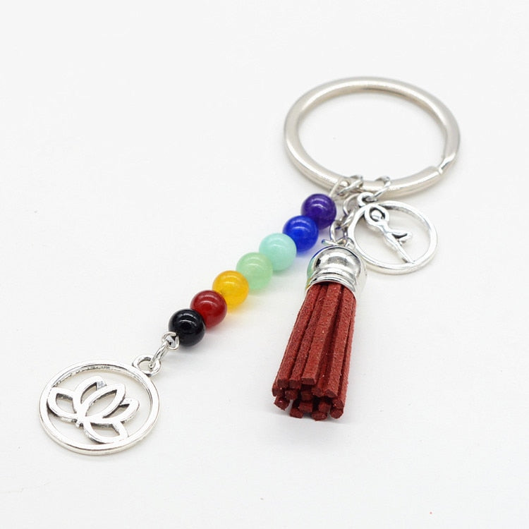 Healing Crystals Stone Chakra Pray Keychain
