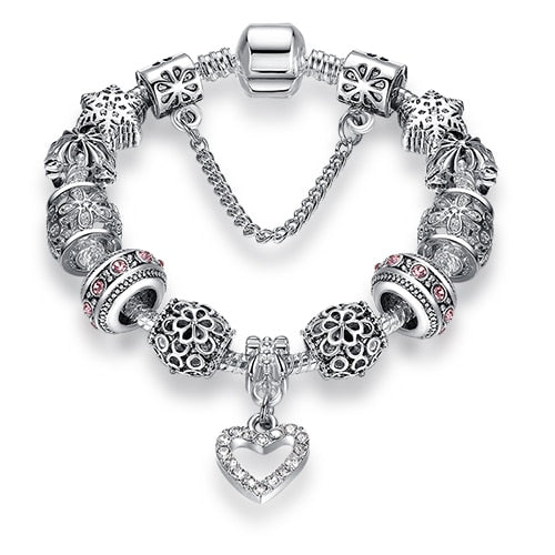 Luxury Brand Women Bracelet Silver Color Crystal Charm Bracelet for Women