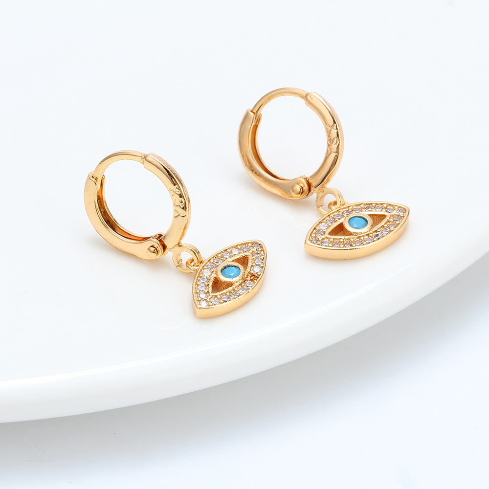 Lucky Eye Micro Pave Drop Earrings